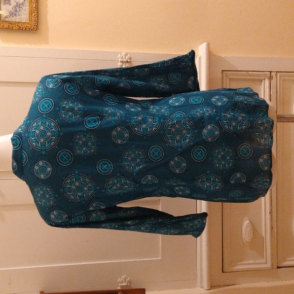 Christopher and Banks turquoise print cotton top Sz XL - Picture 4 of 10